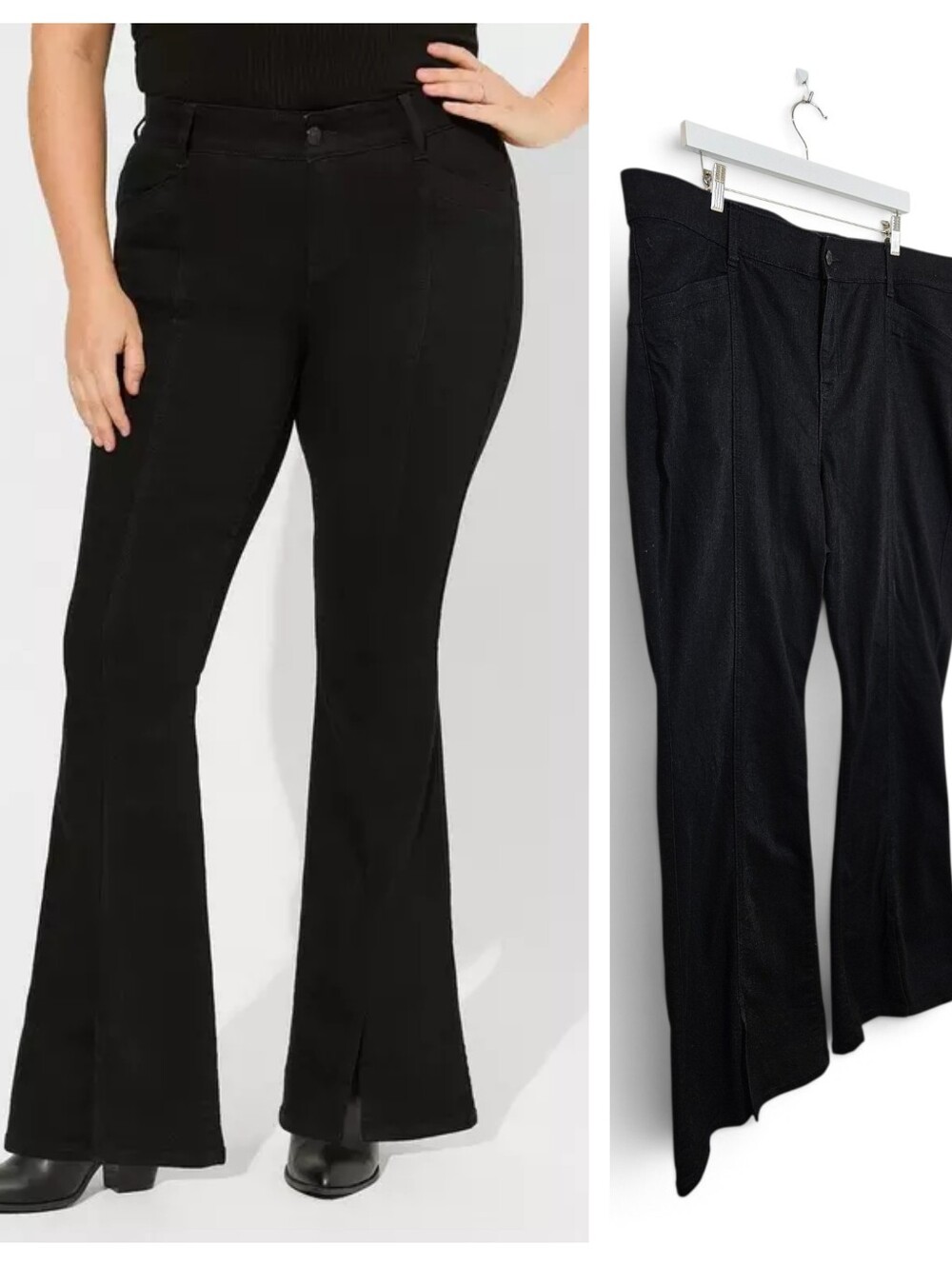 Torrid Jeans 26T Bombshell Flare Super Soft High Rise Slit Hem Black Curvy